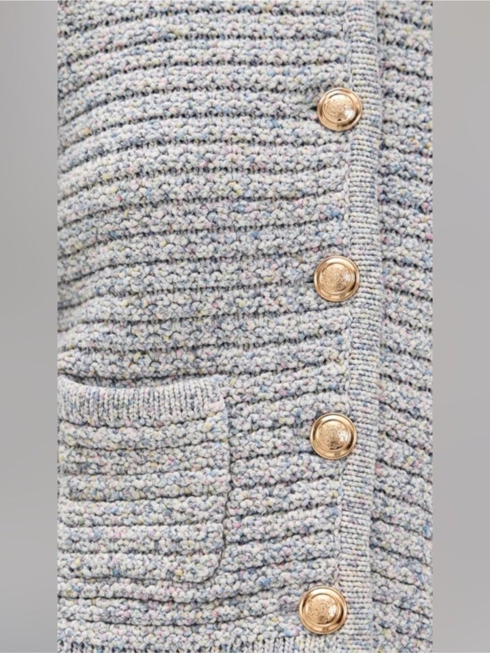 ba&sh Bash Guspa Multicolor Tweed Cardigan Jacket Gray Pastel Multi | size 1 / S - Picture 8 of 16